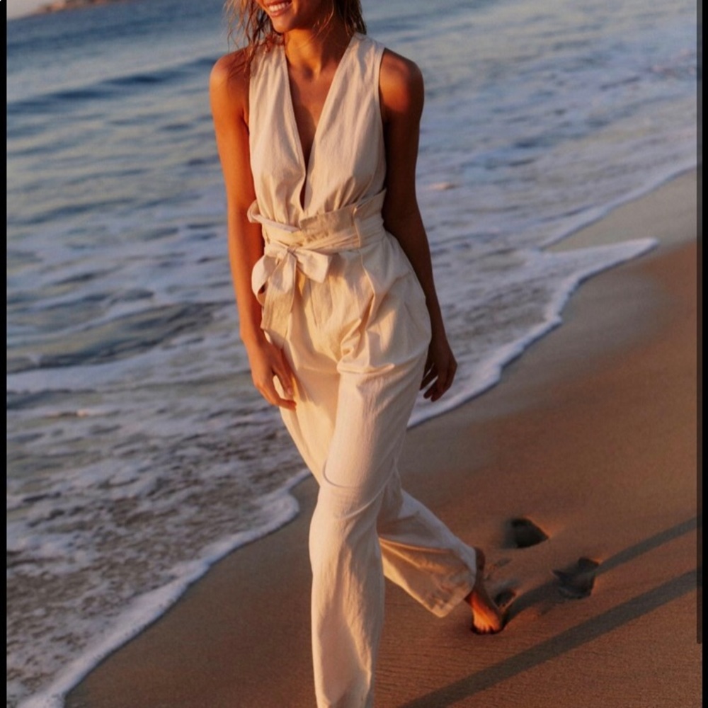 NWT free People ecru jumpsuit size XS